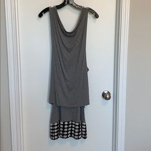Layered Dress w/pleated polka dot bottom